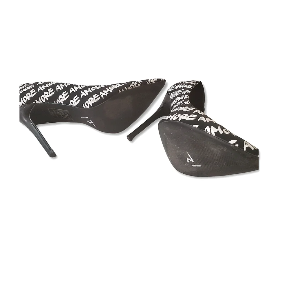 Amore Stilletto Graffiti Shoe Republic Black and White Size 10 - Picture 6 of 8